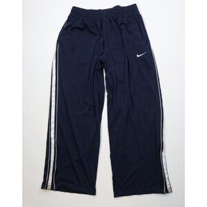 Vintage Nike Mens XL Travis Scott Mini Swoosh Striped Wide Leg Pants Navy Blue